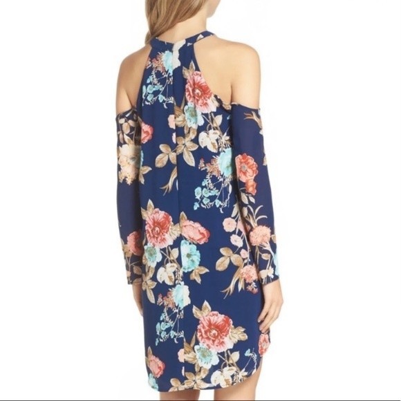 Charles Henry Cold Shoulder Blue Floral Dress Size S Women - Picture 2 of 14